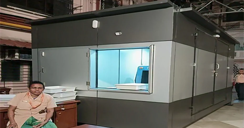 Transformed ISKCON Temple’s entrance with a custom security cabin