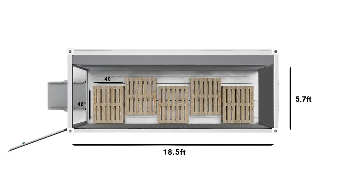 Crystal Group blast freezer 20ft Pallets